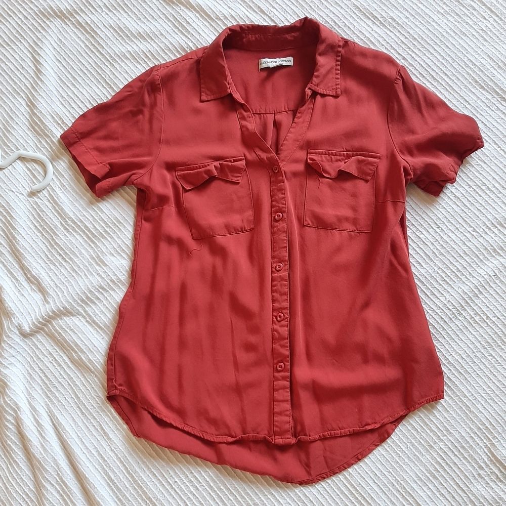 Alexander Jordan Button Down Red Orange Button Down Shirt Medium